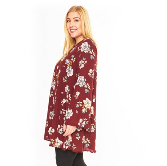 PLUS SZ 🌟Burgundy Bell Long Sleeve - Picture 3 of 5